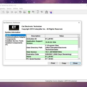 Alternative view of Caterpillar CAT ET 2019C Software